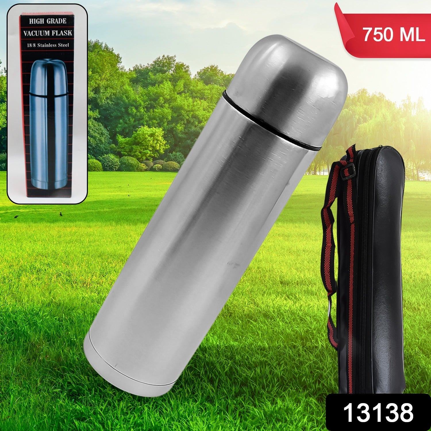 Vacuum Flask With Cover, 18/8 Stainless Steel | Hot and Cold Water Bottle with Push-Down Lid | Double Walled Stainless Steel Bottle for Travel, Home, Office, School, Picnic (750 ML) Vacuum Flask With Cover, 18/8 Stainless Steel | Hot and Cold Water Bottle with Push-Down Lid | Double Walled Stainless Steel Bottle for Travel, Home, Office, School, Picnic (750 ML)